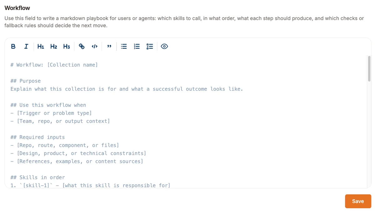Write workflow notes that explain how the skills work together