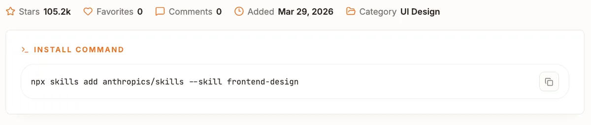 Install a single skill directly from the detail page